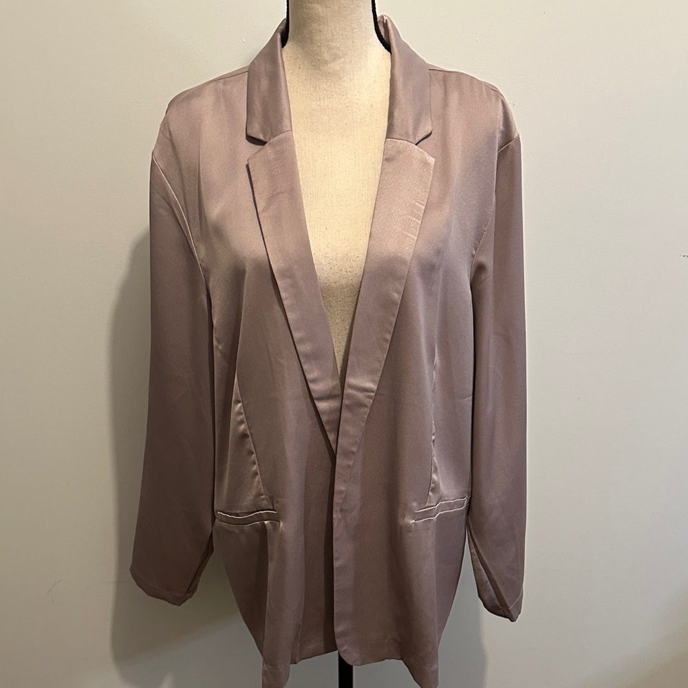 Maurices Elegant Women's Rose Gold Blazer Faux Satin